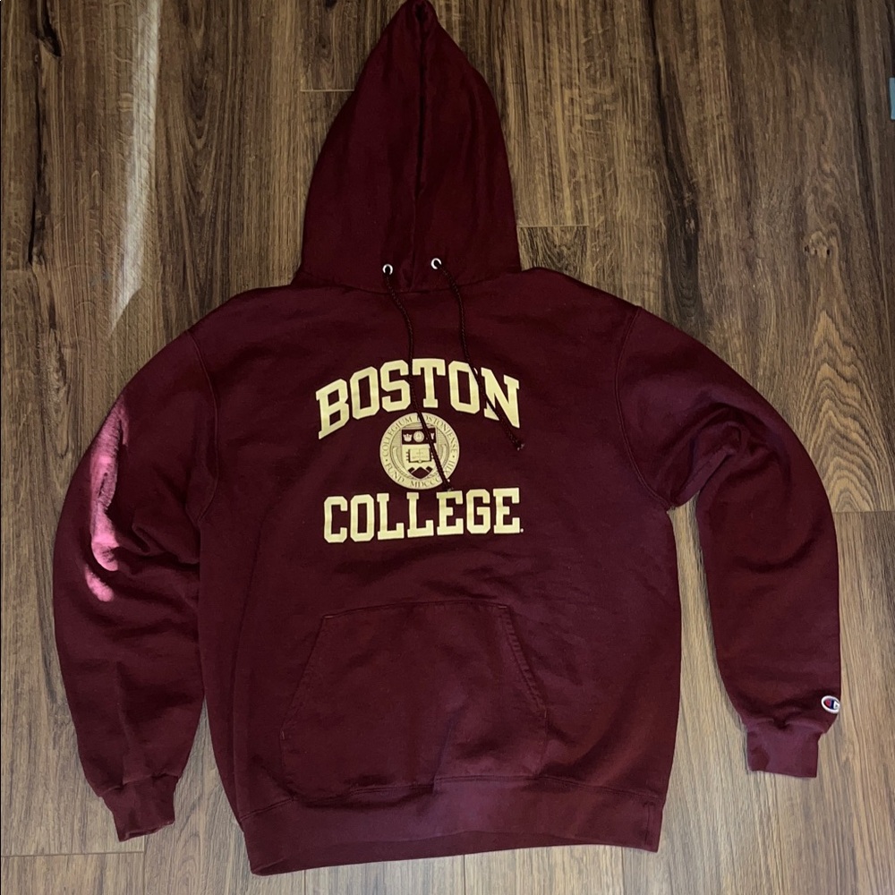 Champion Maroon Hoodie with Boston College Logo